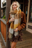 Everest Plaid Tassel Scarf — Mustard