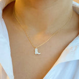Bling Glam Cow Girl Crystal Boot Necklace