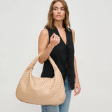 Victoria Woven Vegan Leather Hobo Bag | Natural