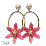 Pink Acrylic Flower Drop Earrings