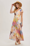 Pastel Quilt Printed Button Down Maxi Dress