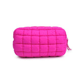 Cloud Nine Quilted Puffer Nylon Cosmetic Pouch in Denim