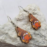 Fall Wood Gnome Pumpkin Earrings