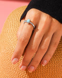 Larimar & White Topaz Halo Band Ring | 925 Sterling Silver
