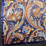 Navy Orange Paisley Printed Western Southwestern Wild Rag Scarf Accent