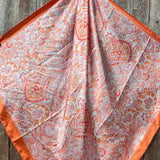 Pink Orange Paisley Printed Western Southwestern Wild Rag Scarf Accent