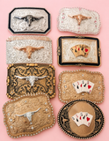 Western Metal Belt Buckle – Vegas Playing Cards