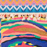 Boho Print Pom Pom Fringe Tote Bag in Multi