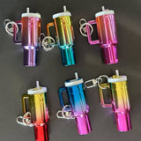 Chrome Ombre Plastic Tumbler Keychain with Removable Lid Pinks