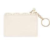 Lola Vegan Leather Card Case | Ivory with Faux Pearl & Gold Hardware