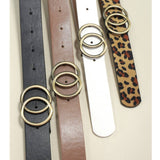 Double O Buckle Vegan Leather Belt Taupe