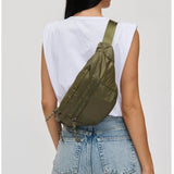 Laurence Large Nylon Belt Bag Fanny Pack Sling Bag Olive Green
