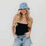 Diamond Print Bucket Hat – Blue