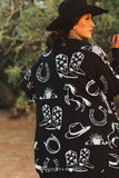 Black & Ivory Western Knit Cardigan with Pockets