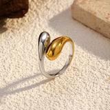 Two-Tone Abstract Ring - 18K Gold Adjustable Stainless Steel