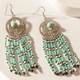 Night at Navajo Turquoise & Silver Drop Earrings in Deep Blue