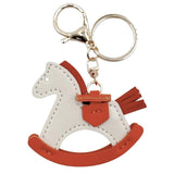 Do Everything In Love Vegan Leather Rocking Horse Key Ring Ivory Brown