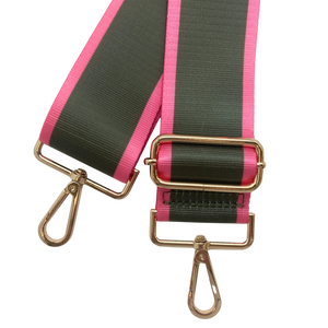 Army Green Barbie Pink Edged Adjustable Crossbody Bag Purse Guitar Strap