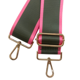 Army Green Barbie Pink Edged Adjustable Crossbody Bag Purse Guitar Strap