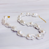 Modern Baroque Pearl Necklace - Gold Baroque Pearl Necklace