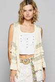 Floral Embroidered Circle Buckle Belt – Cream & Yellow Raffia