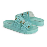 MUK LUKS Women's Grand Cayman Perforated Sandal | Adjustable Strap Flat