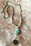 Alexis Triple Charm Necklace | Amazonite & Agate | Dylan Designs
