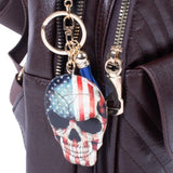 American Flag Skull Tassel Keychain Key Ring Bag Charm