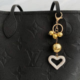 Bling It Girl Glam Heart Bauble Key Chain White Crystal Gold