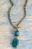 Sicily Short Stone Pendant Choker Necklace | Green | Dylan Designs
