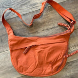 Large Nylon Crescent 3 Zipper Bag Rust