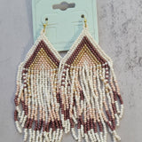 Sedona Ivory Seed Bead Fringe Earrings
