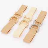 Straw Wide Dual Buckle Elastic Belt - Ivory/Gold