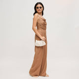 Opalite Iridescent Disc Evening Bag | Ivory Clutch with Chain Strap
