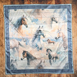 Wild Horses Watercolor Print Wild Rag Scarf | Blue | 36x36