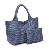 Sky's The Limit Large Woven Neoprene Tote with Pouch Dark Denim