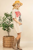 Betty Western Rodeo Graphic T-Shirt Dress | Khaki/Red