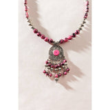 Luxi Concho Filigree Medallion Necklace – Pink
