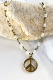 Peace Sign Beaded Necklace | Gold & Clear | Dylan Designs