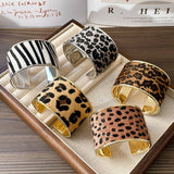 Leopard Print Open Wide Cuff Bracelet