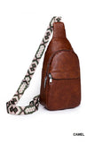 Guitar Strap Crossbody Sling Bag Vegan Leather Cream