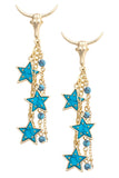 Steer Skull Star Drop Earrings – 18K Shiny Gold