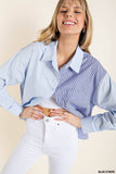 Mix and Match Stripe Long Sleeve Shirt Blue White