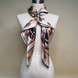 Horses Print Silky Wild Rag | 36x36 | Brown