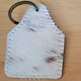 Cowhide & Leather Longhorn Keychain — Cream