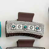 Large Western Hair Clip Claw: Floral