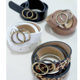 Double O Buckle Vegan Leather Belt Taupe