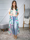 Boho Western Floral Cactus Kimono Vest
