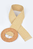 Khaki Oversized Bamboo Buckle Wide Elastic Belt