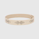 Bone Faux Leather Hat Band with Silver-Tone Conchos